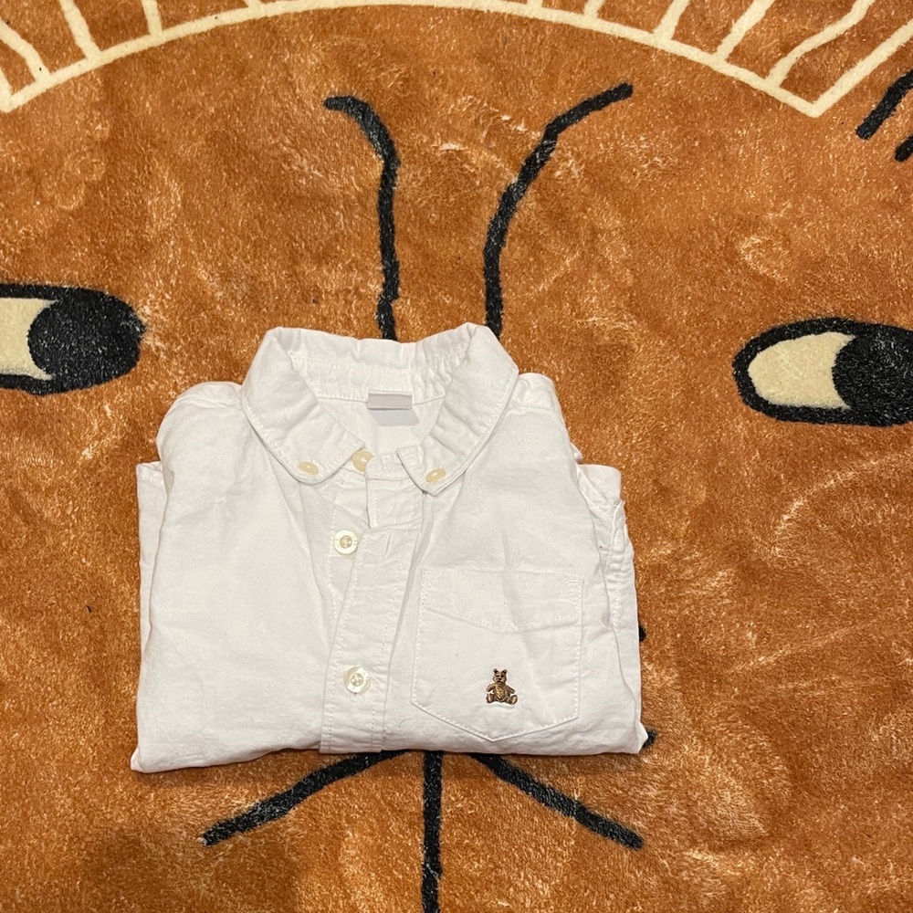 GAP Kids White Button-Down Shirt with Embroidery